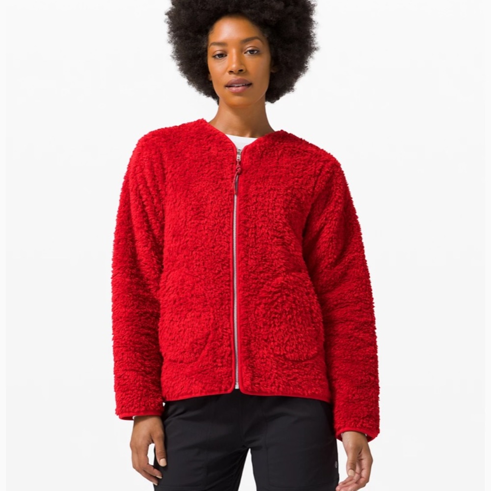Lululemon Oh So Sherpa Full Zip Jacket Dark Red